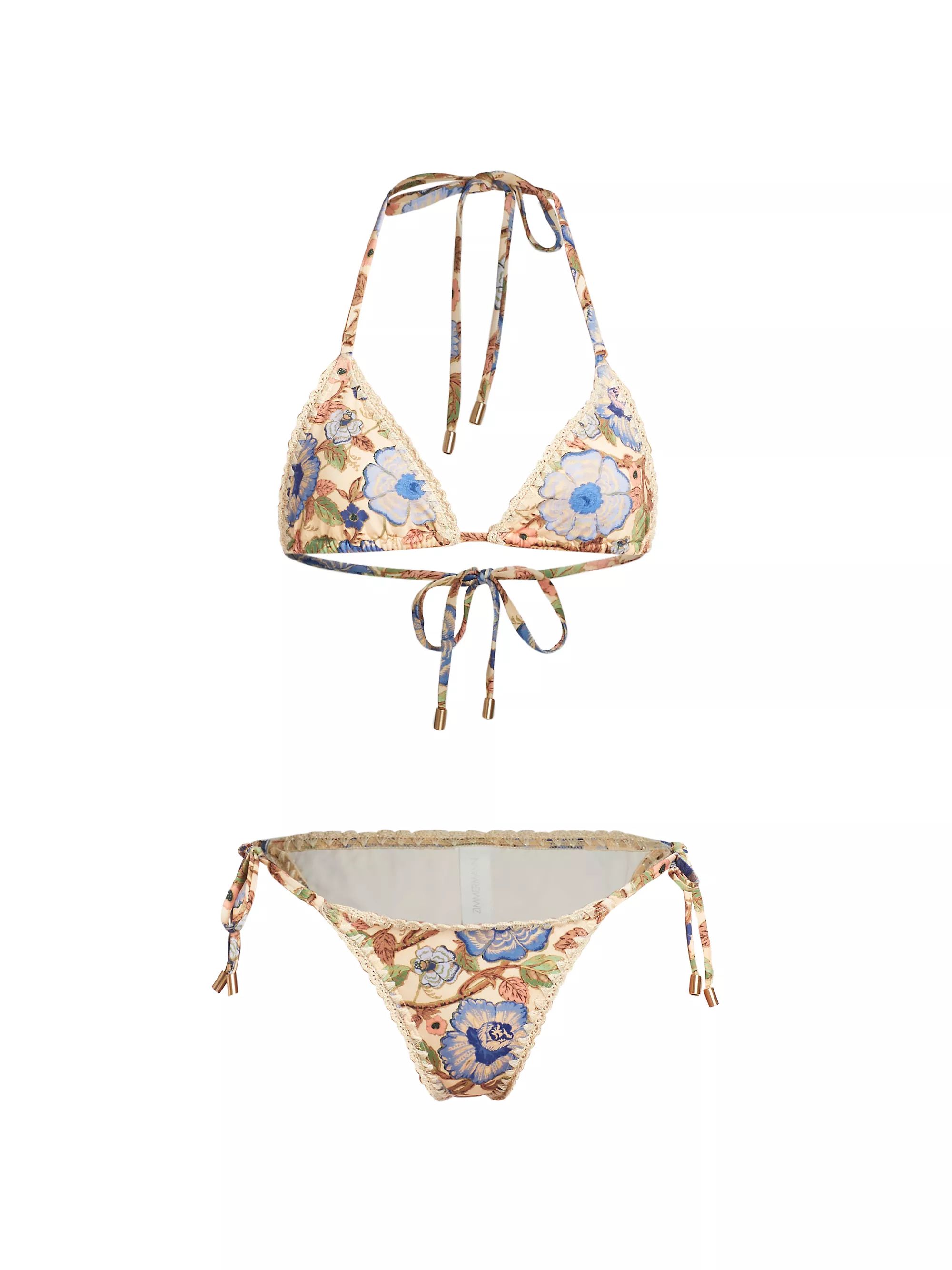 Junie Crochet-Trimmed Floral String Bikini Set | Saks Fifth Avenue