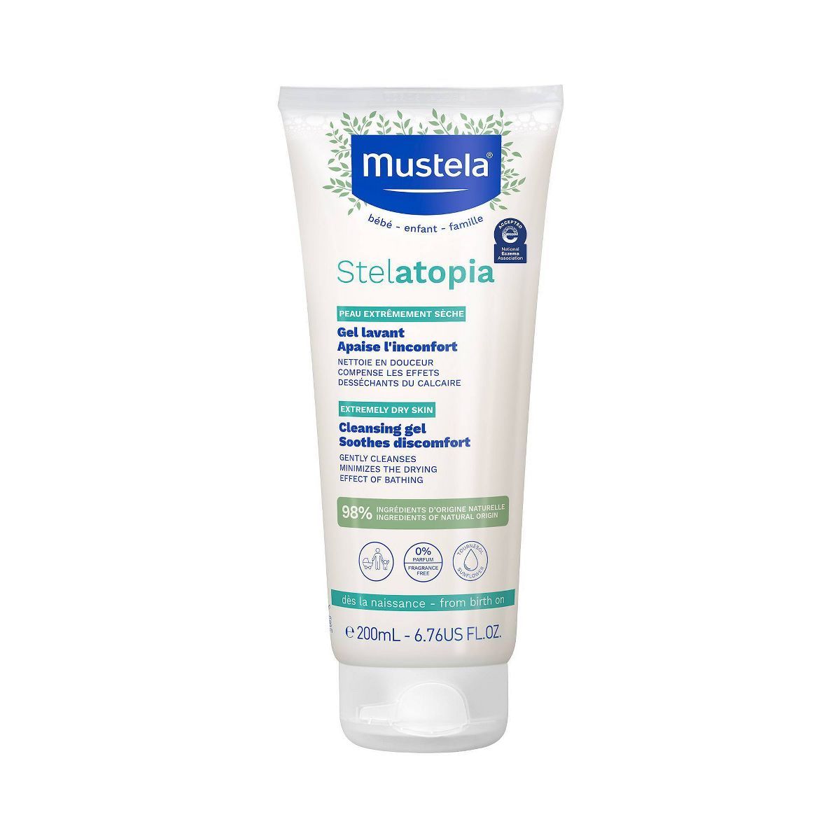 Mustela Stelatopia Fragrance Free Baby Cleansing Gel and Wash for Eczema Prone Skin - 6.76 fl oz | Target