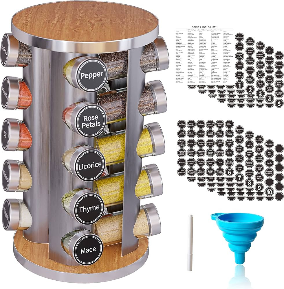 Revolving Spice Rack Set with 20 Spice Jars, Kitchen Spice Tower Organizer for Countertop or Cabi... | Amazon (US)