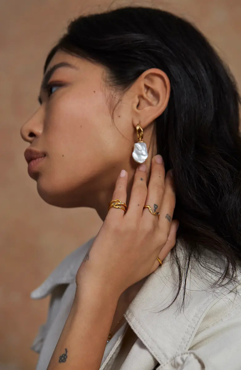 Large Keshi Pearl Hoop Earrings | Nordstrom