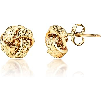 Barzel 18K Gold Plated Woven Love Knot Stud Earrings - Made In Brazil | Amazon (US)