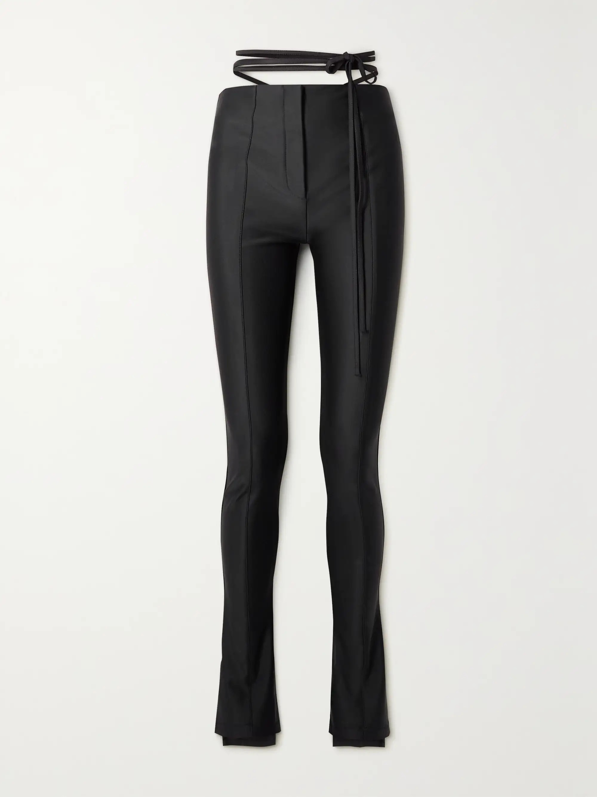 Tie-detailed paneled ponte skinny pants | NET-A-PORTER (US)