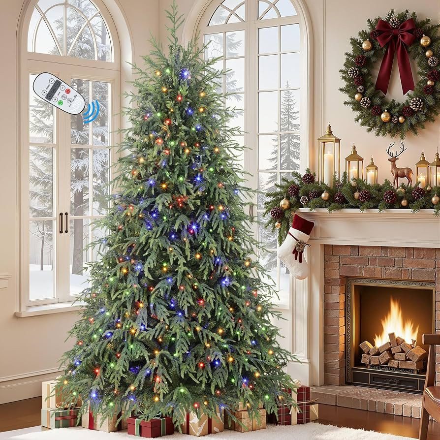 SHareconn 7ft Prelit Artificial Norfolk Pine Christmas Tree Color Lights | Amazon (US)