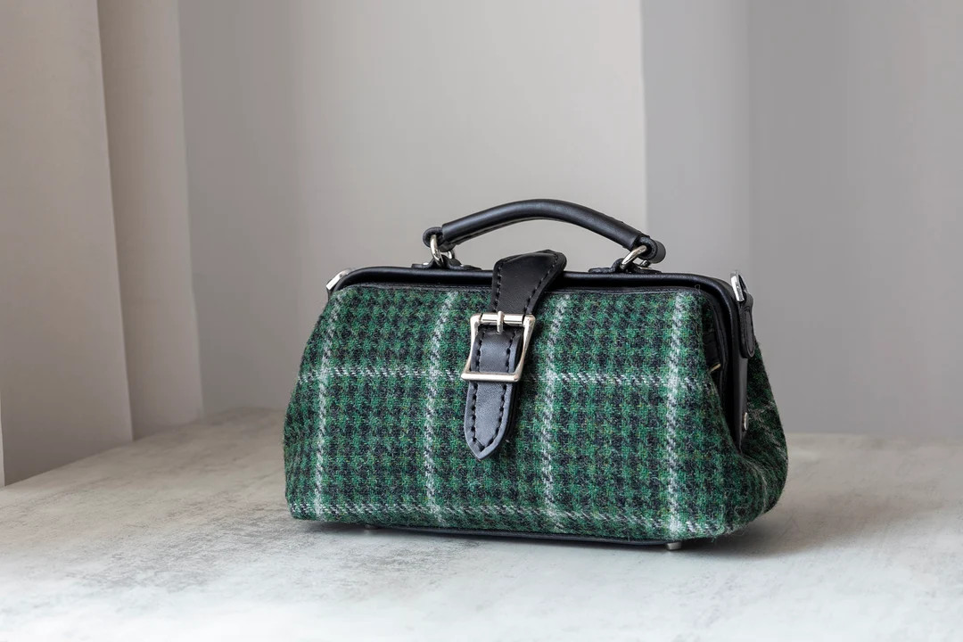 Harris Tweed Houndstooth Doctor Bag: Leather Crossbody Purse - Etsy | Etsy (US)