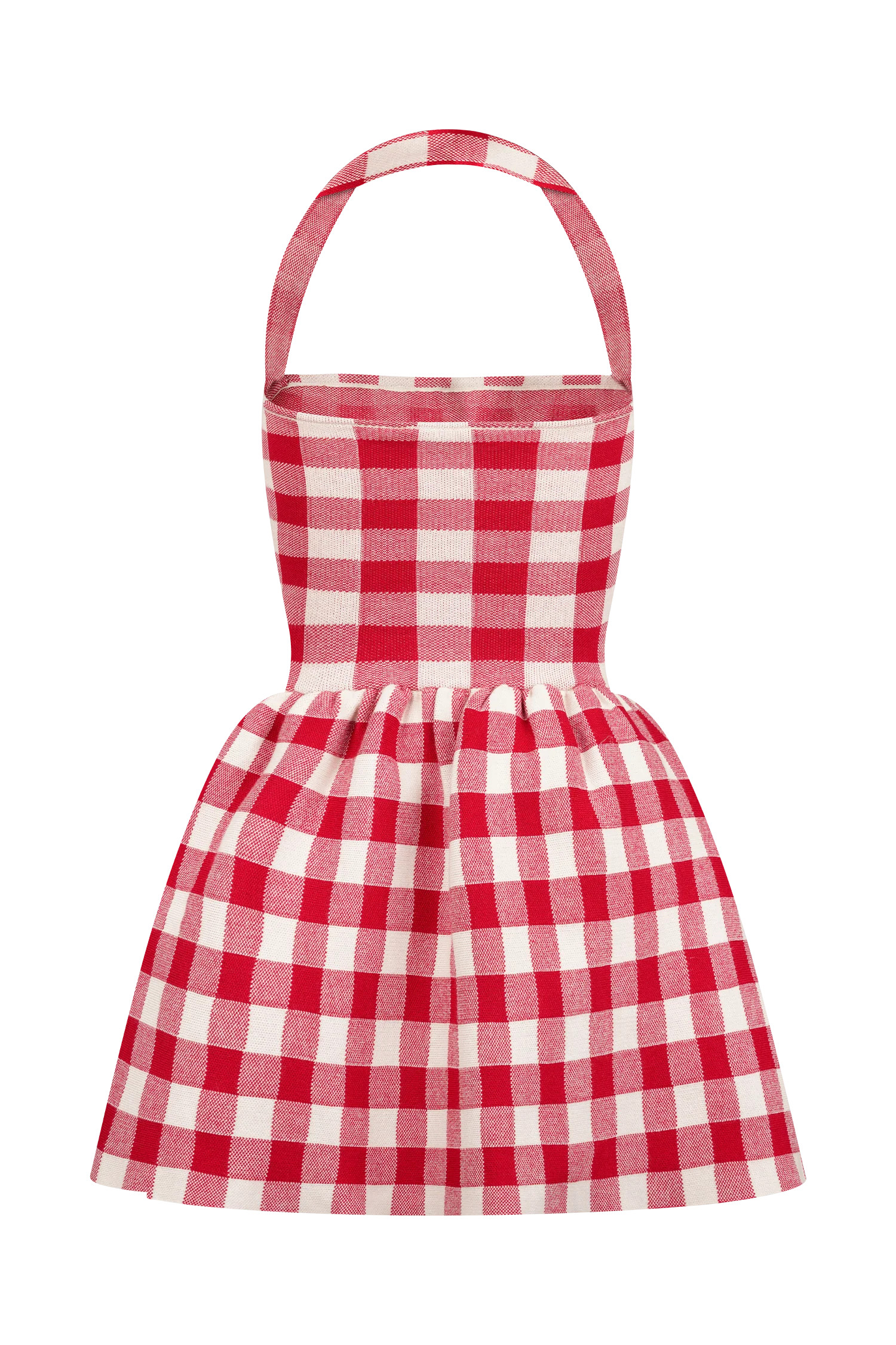 Halter Knit Mini Dress - Red Gingham | MESHKI US