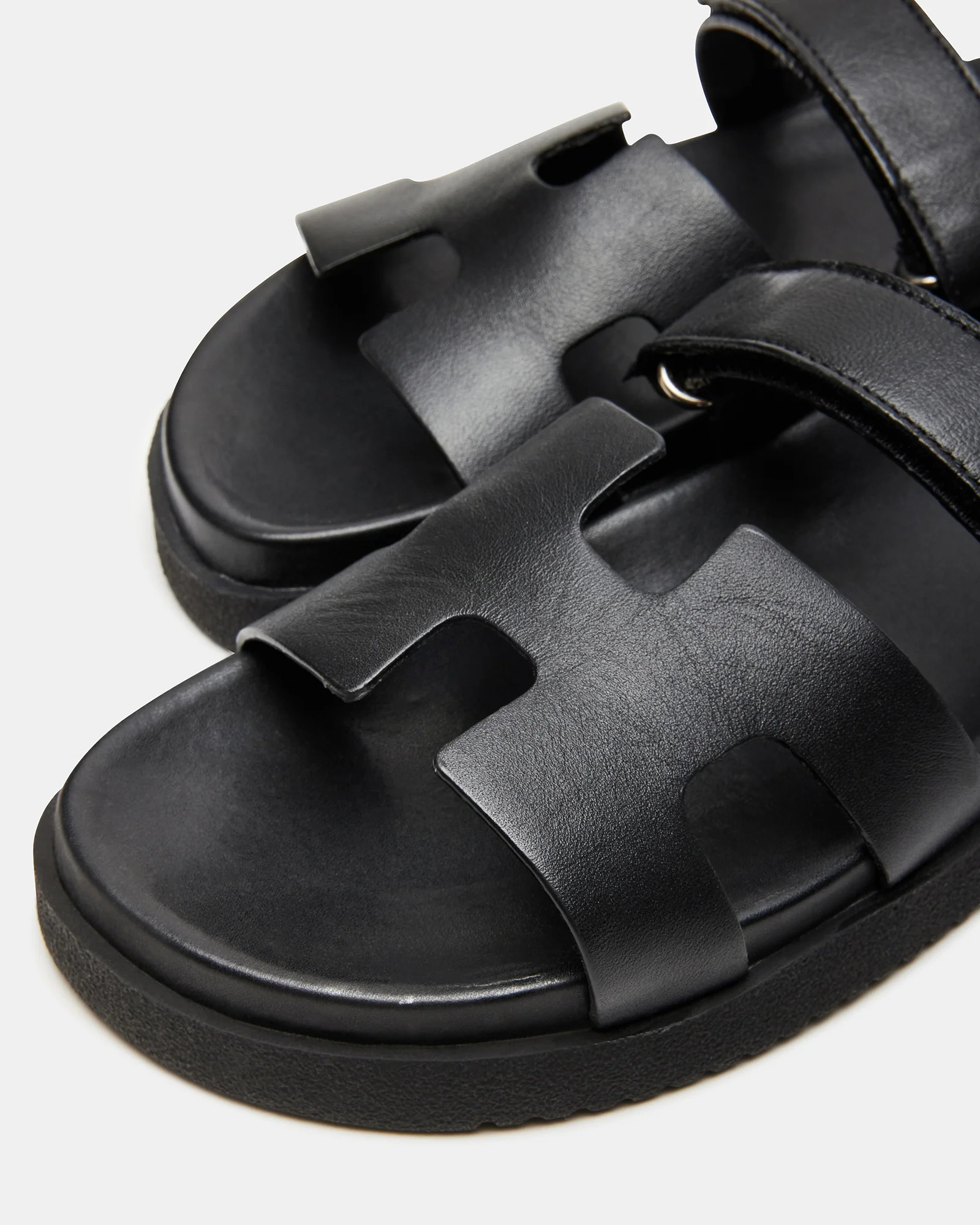 MAYVEN Black Leather Flatform Slide Women's Sandal | Steve Madden (US)