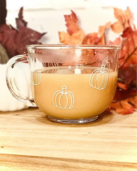 Fall Mug - Clear Glass Autumn Mug - Pumpkin Mug | Etsy (US)