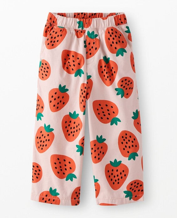 Girls' Strawberry Sweetness On Light Pink Twill Barrel Pants in 100% Cotton - Size Big Kids 8 by Hanna Andersson | Hanna Andersson