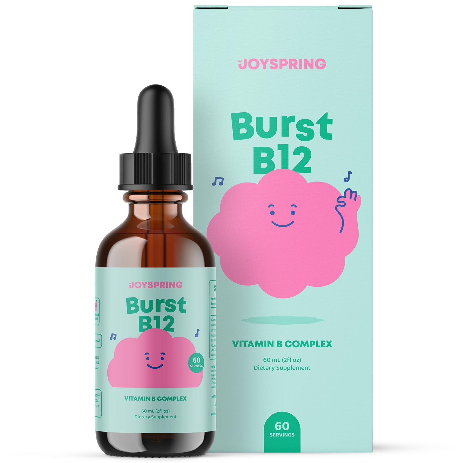 JoySpring Burst B12 Drops - Vitamin B Complex for Kids (2 fl oz) B2, B6, B5 + Methylcobalamin B12... | Amazon (US)