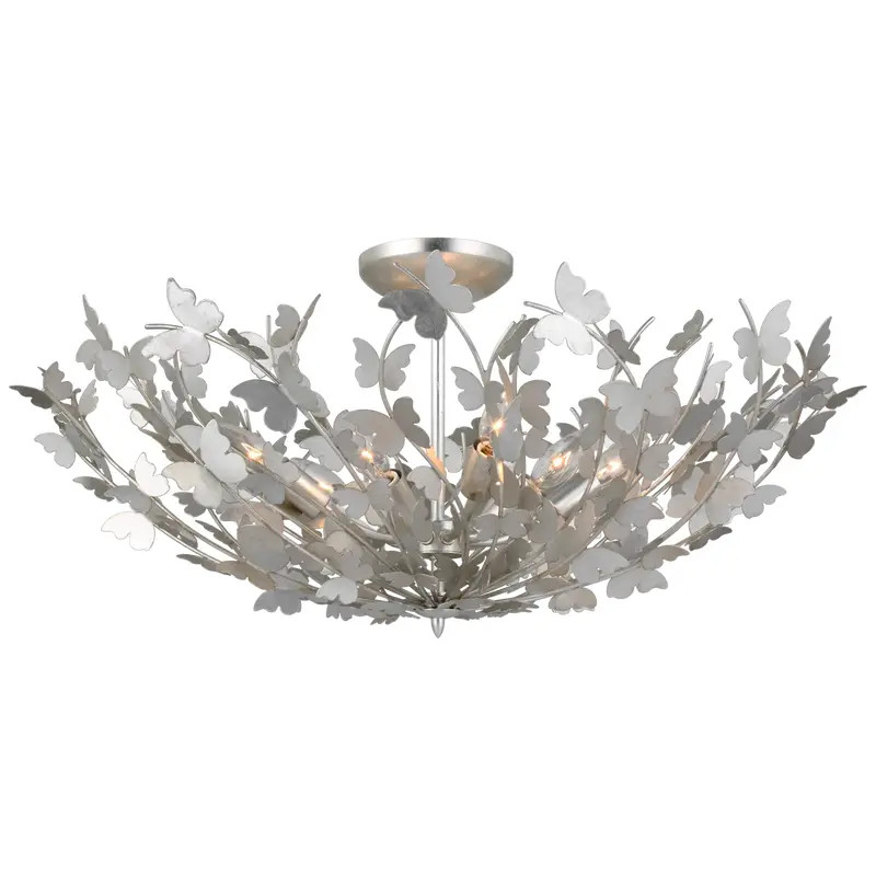 Julie Neill for Visual Comfort Signature Farfalle Large Semi-Flush Mount in Burnished Silver Leaf | Chairish