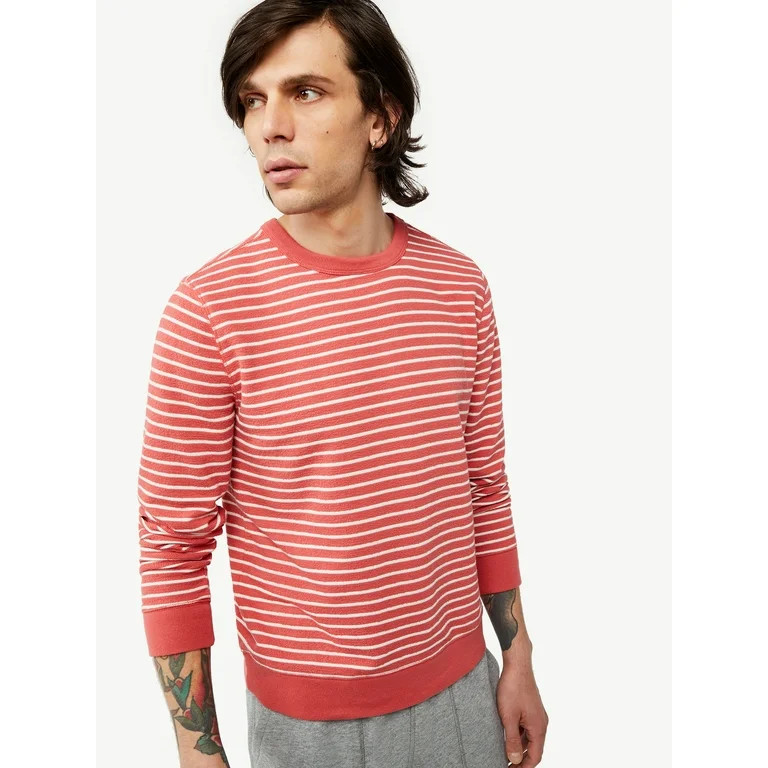 Free Assembly Men’s Textured Stripe Sweatshirt | Walmart (US)