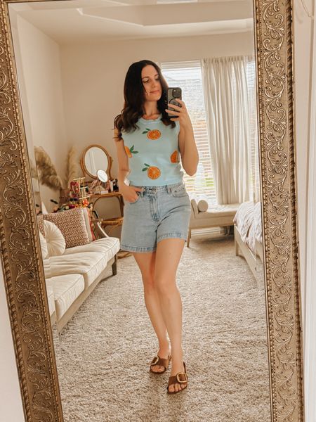 Gardening outfit! Loving sweater vests lately! And these denim shorts are the perfect length! 🍊

#LTKsalealert #LTKSeasonal