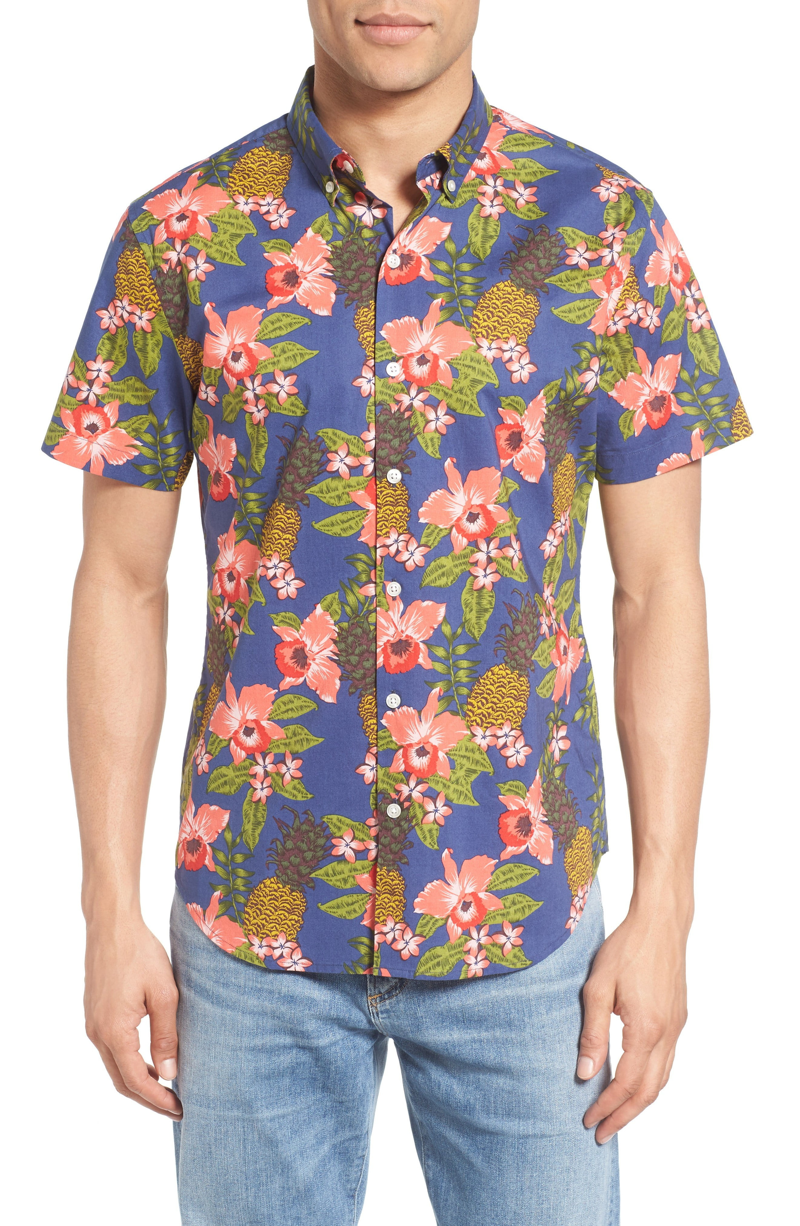 Slim Fit Tropical Print Short Sleeve Sport Shirt | Nordstrom