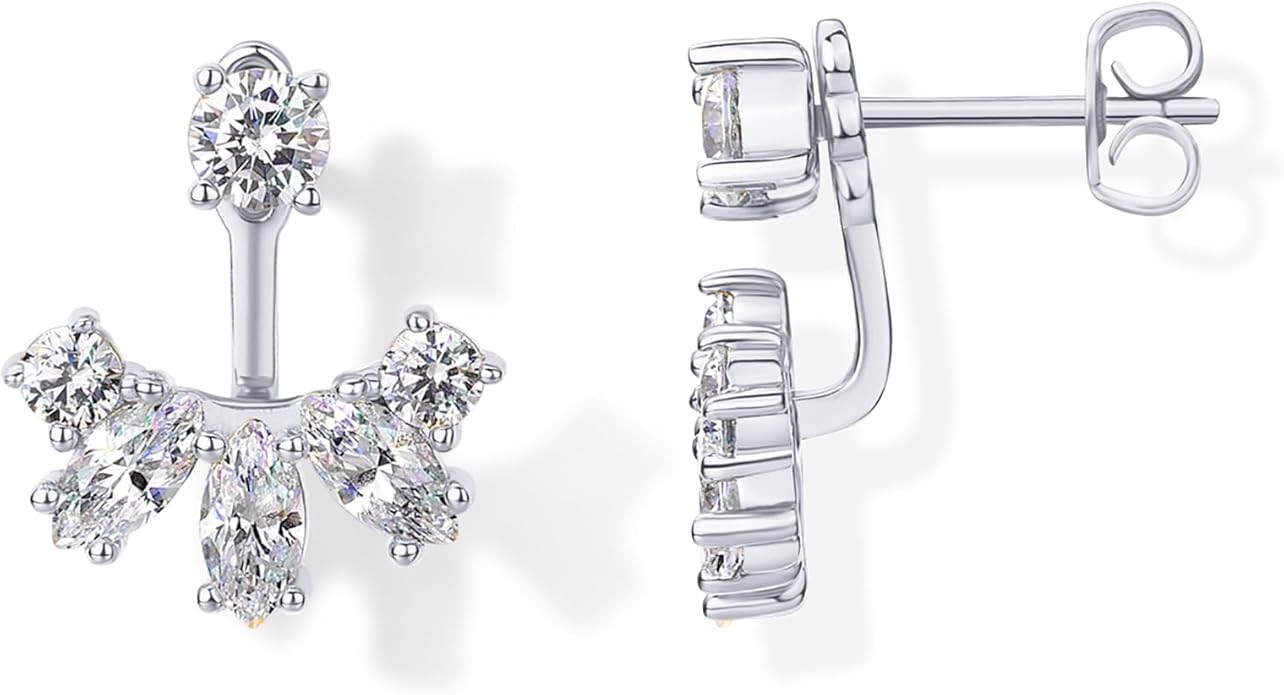 PAVOI 14K Gold Plated Cubic Zirconia Earrings Jacket for Women - Sterling Silver Posts Dainty CZ ... | Amazon (US)