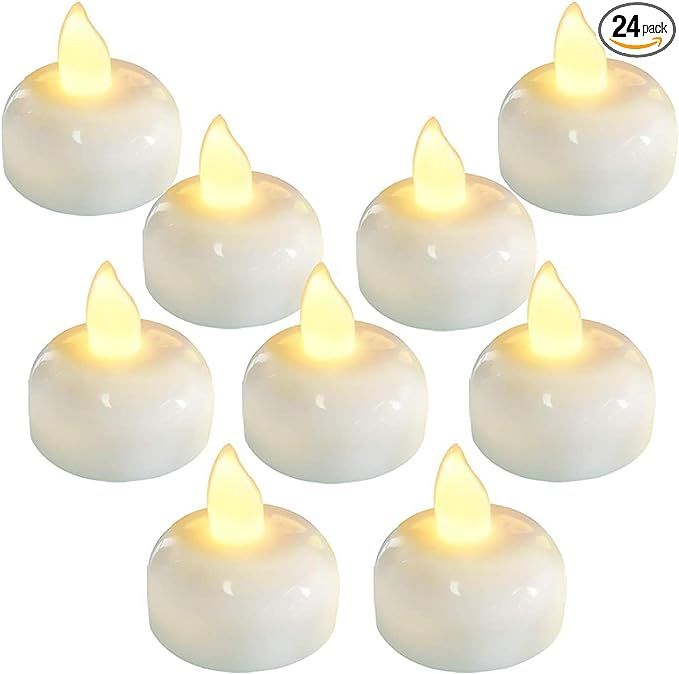 Homemory 24 Pack Waterproof Flameless Floating Tealights, Warm White Battery Flickering LED Tea L... | Amazon (US)