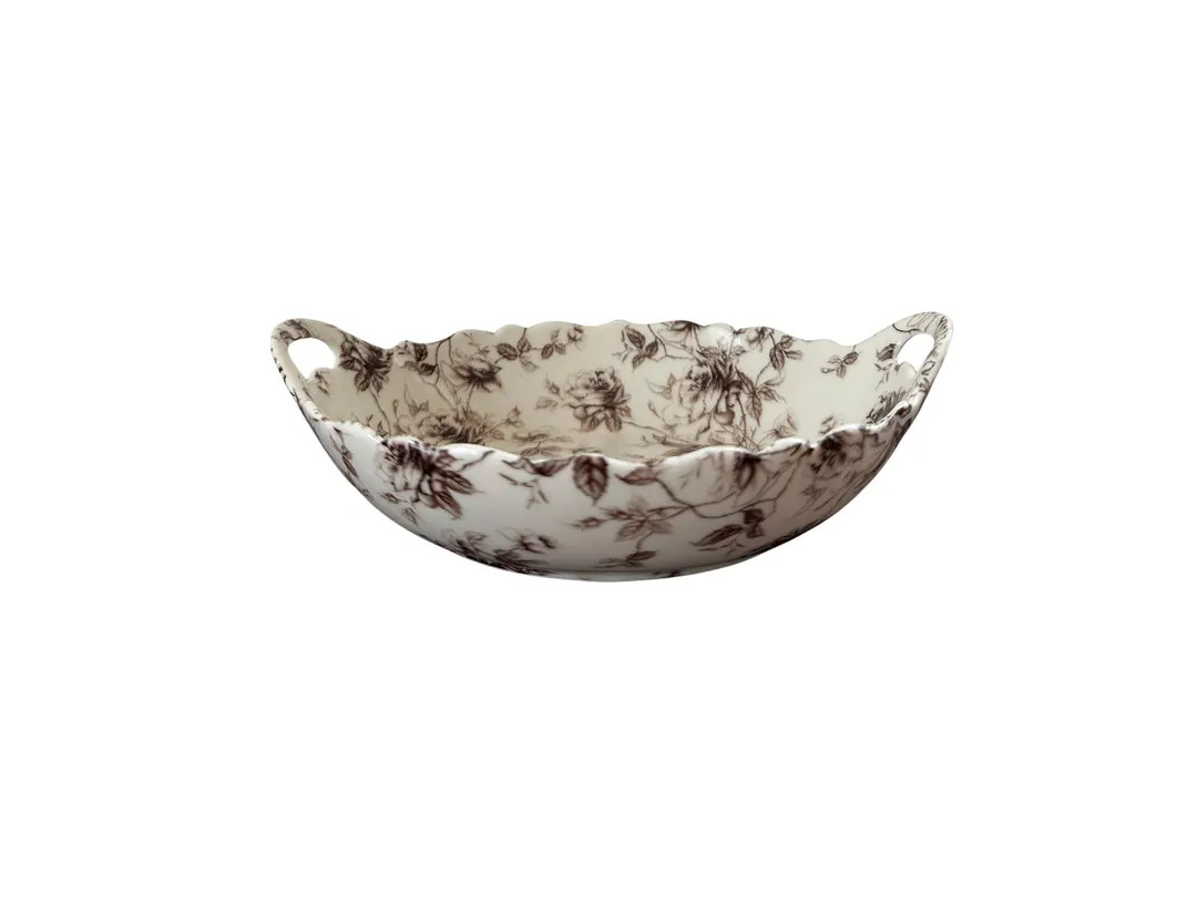 Vintage Inspired Brown Transferware Serving Bowl – Floral Toile Dish, Cottage Kitchen Decor - E... | Etsy (Global)