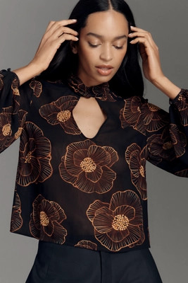 Farm Rio x Anthropologie Balloon-Sleeve Sheer Blouse | Anthropologie (US)