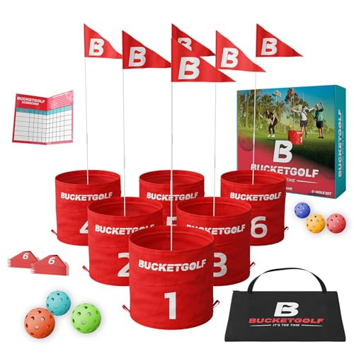 bucketgolf The Ultimate Backyard Golf Game for Kids and Adults - Portable 6 Hole Golf Course Play Outdoor, Lawn, Park, Beach, Yard, Camping | Amazon (US)