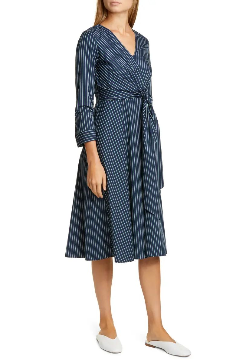 Penelope Stripe Faux Wrap Midi Dress | Nordstrom
