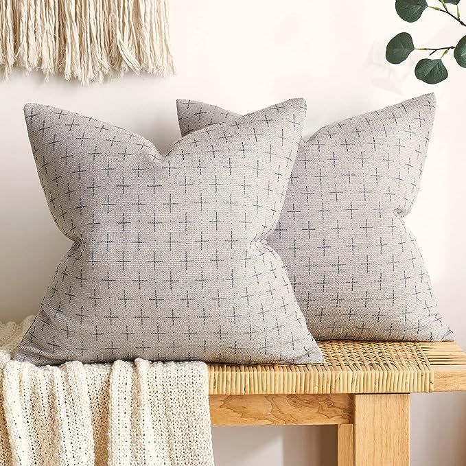 MIULEE Pack of 2 Decorative Burlap Linen Throw Pillow Covers Modern Farmhouse Pillowcase Rustic W... | Amazon (US)