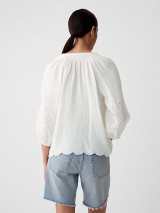 Eyelet Puff Sleeve Shirt | Gap (US)