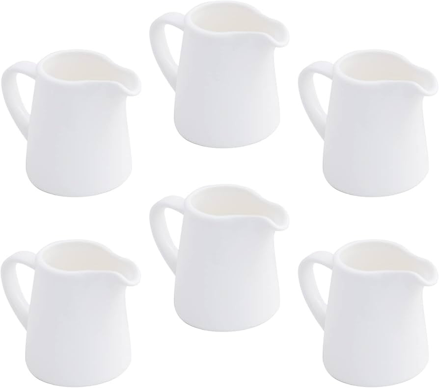 4.5 OZ 6-pcs Porcelain Creamer with Handle, Small Ceramic Cream Pitcher Sauce Pitcher Serving for... | Amazon (US)