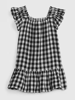 Toddler Crinkle Gauze Gingham Tiered Dress | Gap (US)