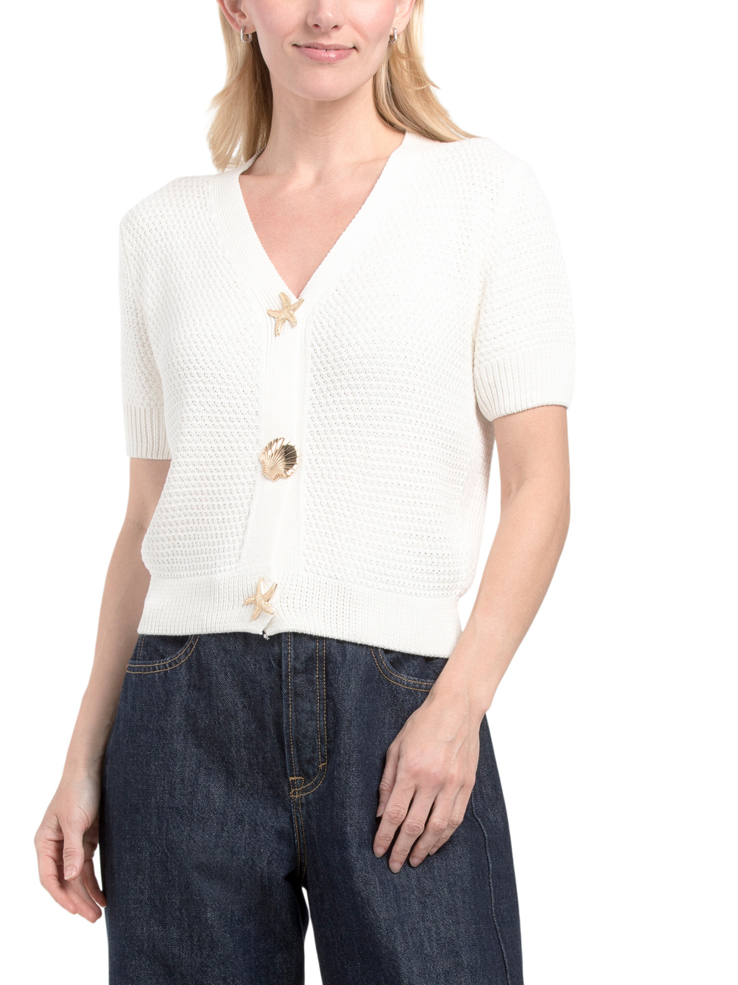 Seashell Button Lightweight Sweater | TJ Maxx