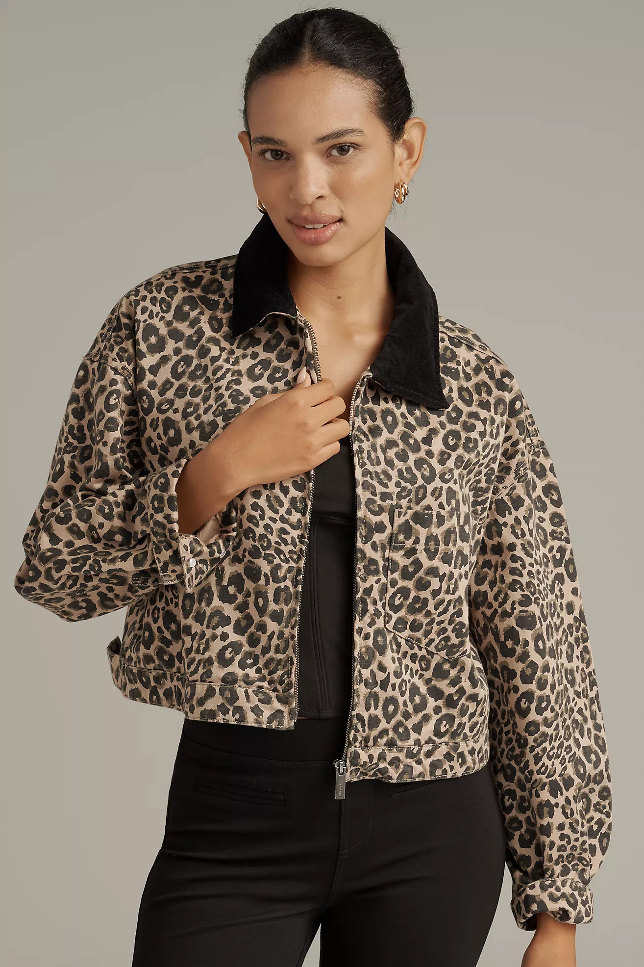 Sanctuary Leopard Crop Barn Jacket | Anthropologie (US)