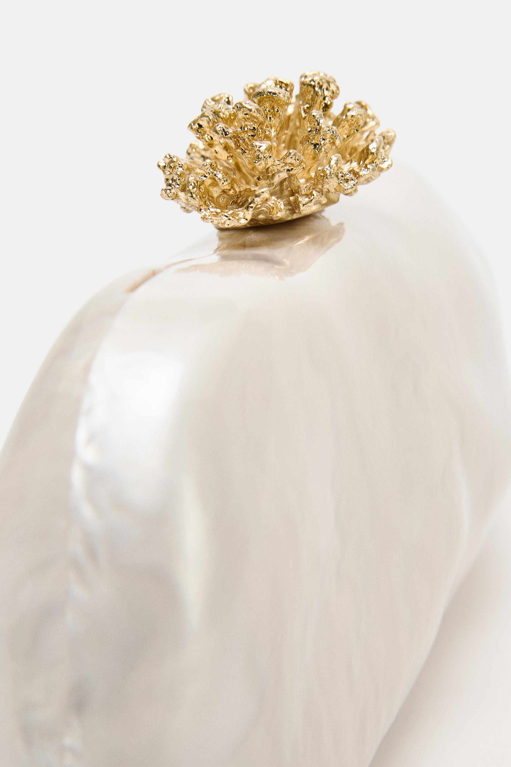 Clutch. Oberteil in Perlmuttoptik. Clipverschluss mit Metalldetail. Metallkette als Schulterrieme... | Zara DE