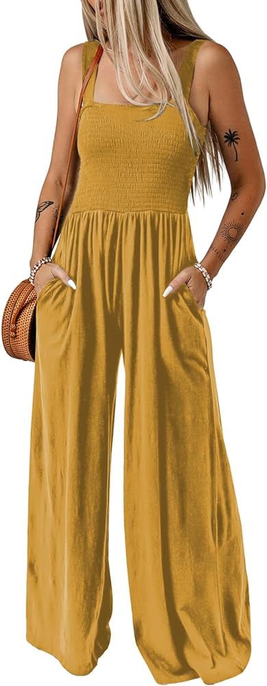 Dokotoo Women's Casual Loose Overalls Jumpsuits One Piece Sleeveless Wide Leg Long Pant Rompers W... | Amazon (US)