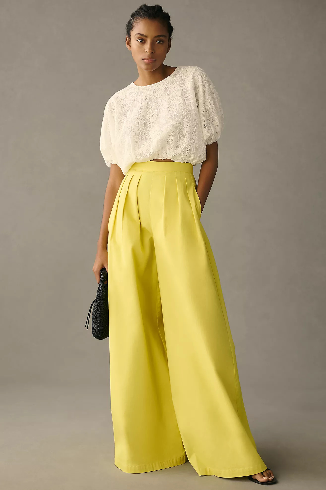 Endless Rose Lace Bubble-Hem Cropped Blouse | Anthropologie (US)