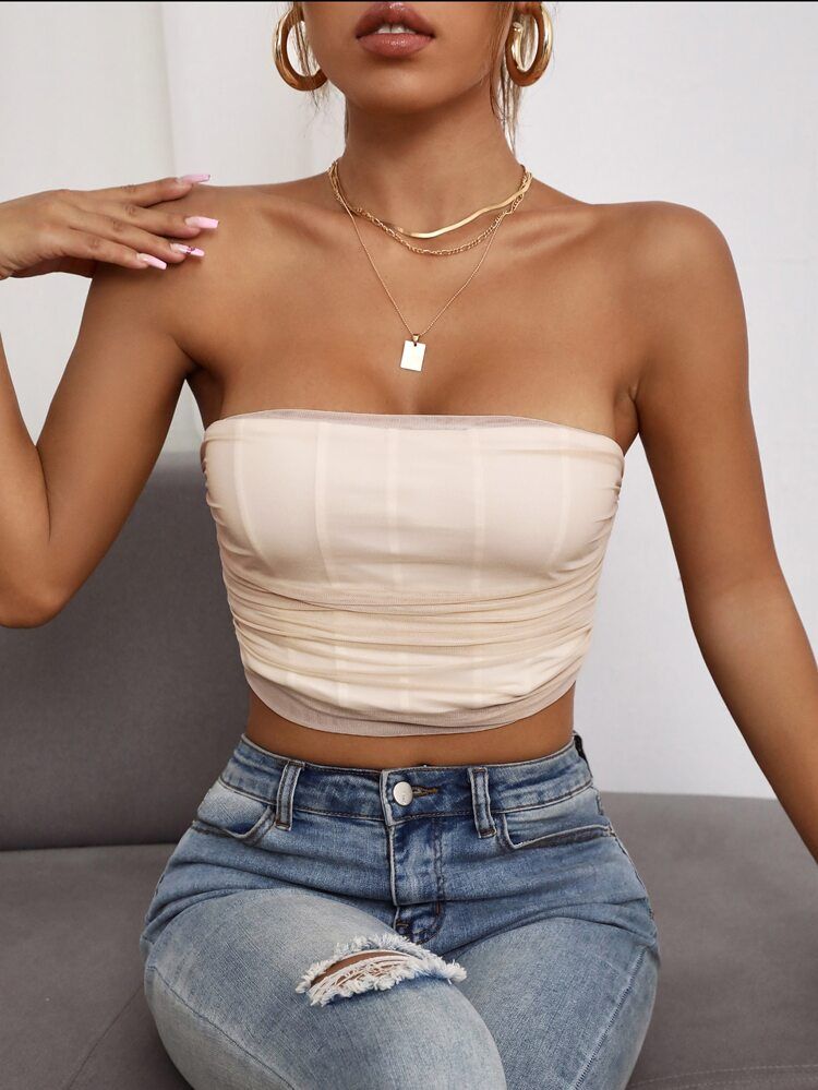 Solid Backless Crop Tube Top | SHEIN