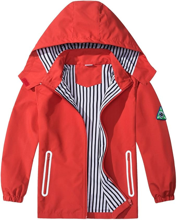 Waterproof Hooded Jacket for Boys Girls,Kids Raincoats Outdoor Windbreaker Dinosaur Rain Jacket | Amazon (US)