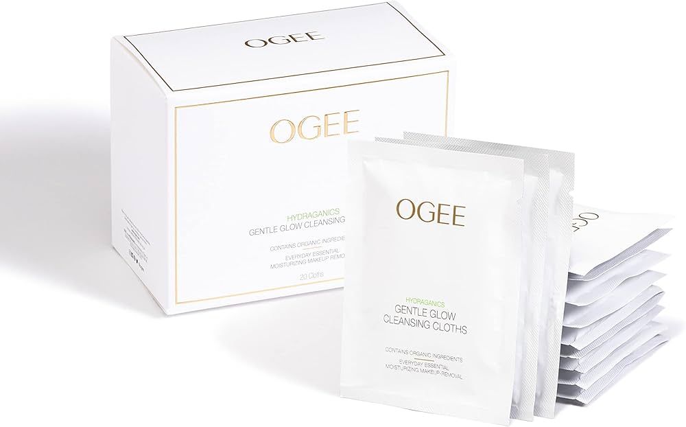 Ogee Gentle Glow Moisturizing Facial Cleansing Cloths and Makeup Remover Wipes (20ct) | Amazon (US)