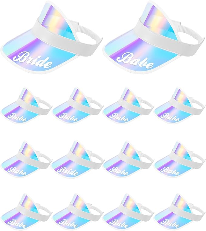 Preboun 12 Pack Bachelorette Hat Bridal Sun Visors Women Babe Bridesmaid Party UV Protection Caps... | Amazon (US)