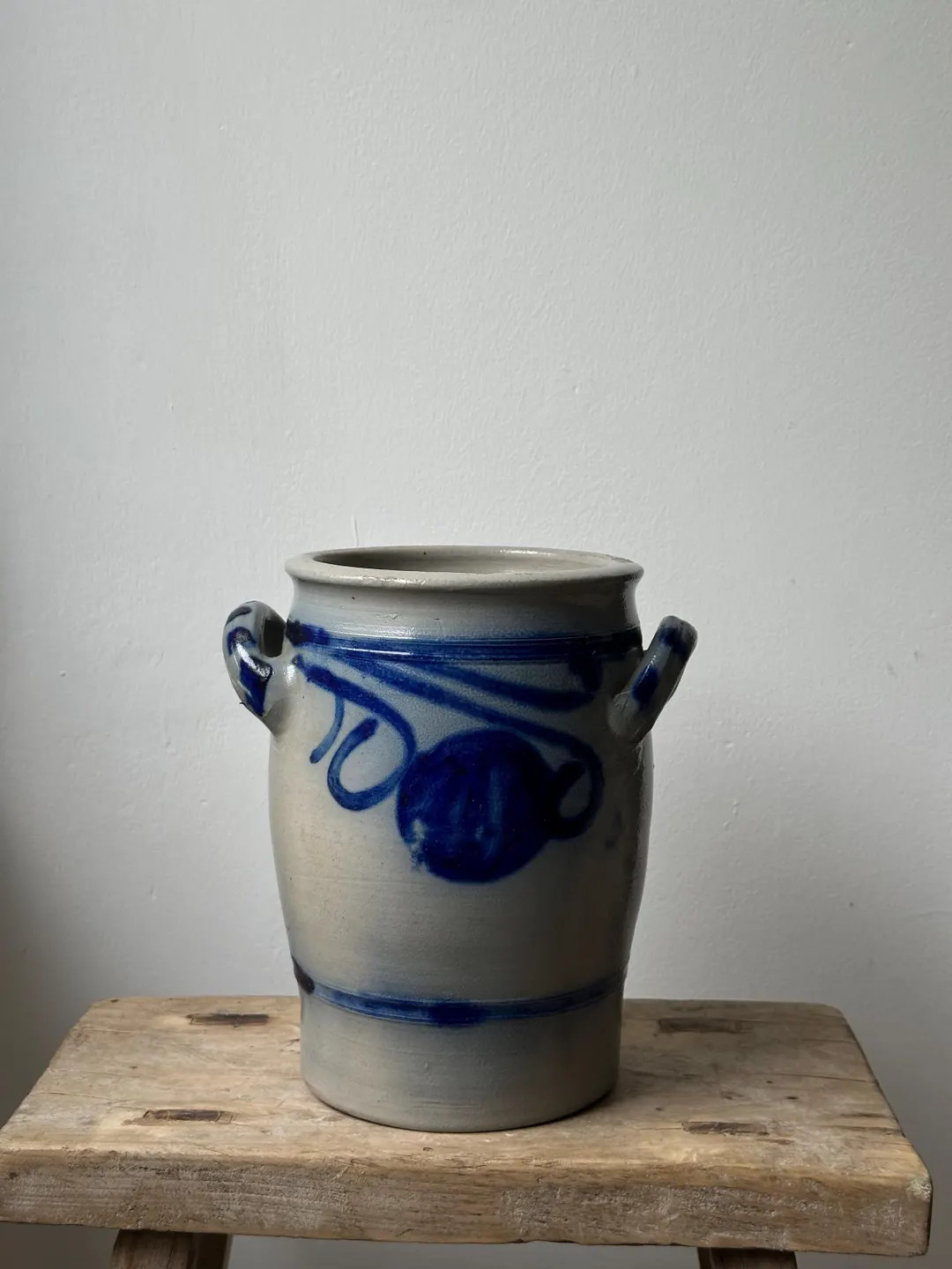 Antique French Salt Glazed Confit Pot, Vintage French Vessel Vase, Stoneware Confit Jar, Blue Gre... | Etsy (US)