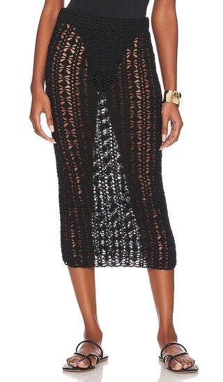 Odilie Crochet Midi Skirt in Black | Revolve Clothing (Global)