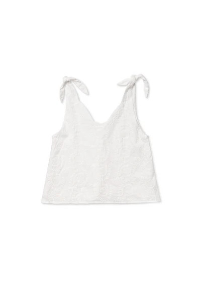 Tie Top Tank - White Embroidery | Shop BURU