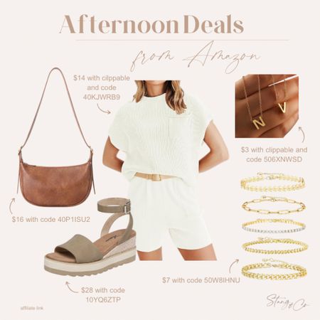 Afternoon deals include the Free People inspired sweater set (only $14!!), a shoulder bag, platform sandals, an initial necklace, and a stack of bracelets.

Ootd, amazon fashion, deal of the day, tall friendly fashion, summer outfit, resort wear 

#LTKFindsUnder50 #LTKSaleAlert #LTKStyleTip