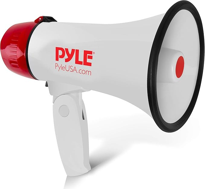 Pyle Megaphone Speaker PA Bullhorn - 20 Watts & Adjustable Vol Control w/ Built-in Siren & 800 Ya... | Amazon (US)