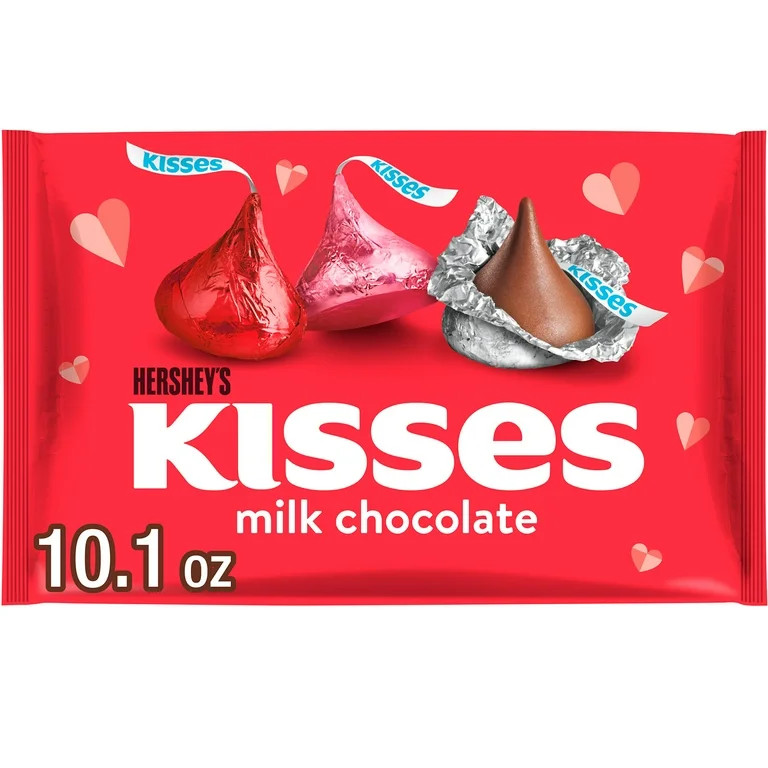 Hershey's Kisses Milk Chocolate Valentine's Candy, Bag 10.1 oz | Walmart (US)