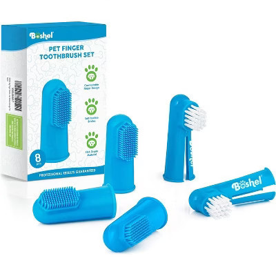Boshel Dog Finger Toothbrush, Deep Teeth Cleaning Tooth Brushing Kit for Small and Large Breeds, Silicone and Nylon Soft Bristles, 8 Pack | Target
