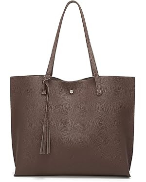Dreubea Women's Soft Faux Leather Tote Shoulder Bag from, Big Capacity Tassel Handbag | Amazon (US)