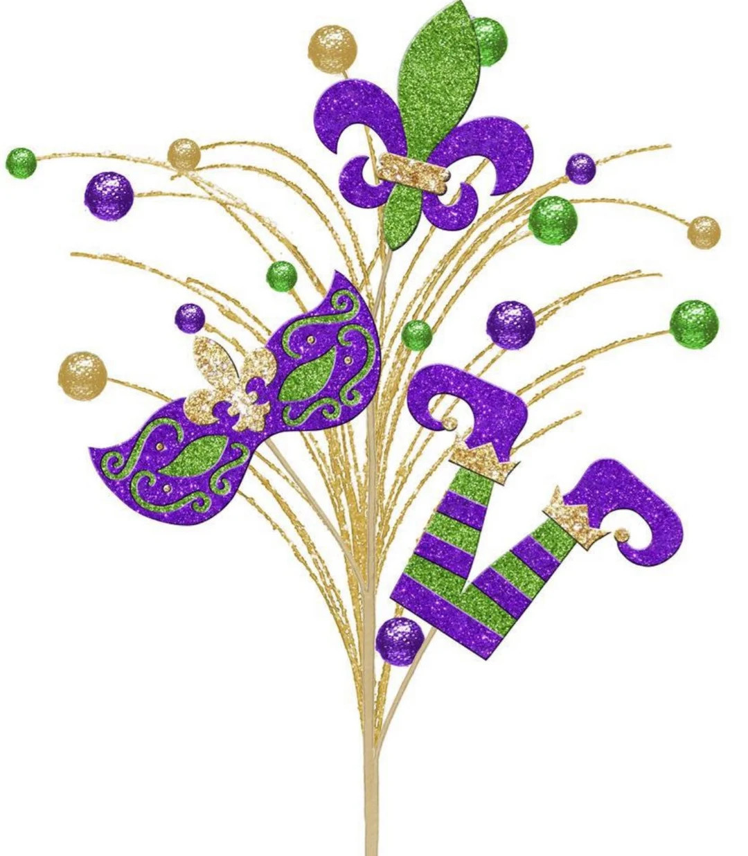 25"H Glitter/Eva Mardi Gras Spray, Mardi Gras pick with jester legs, HG3090 | Etsy (US)