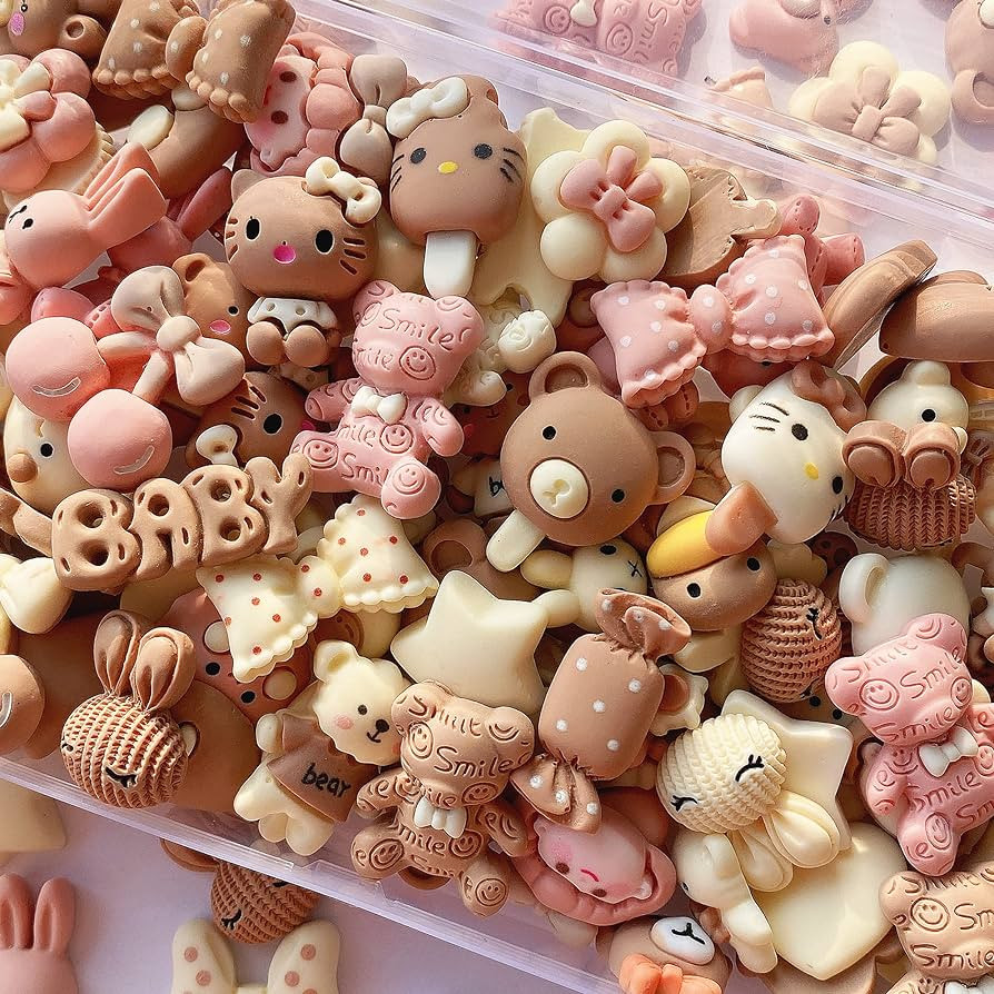 100pcs Slime Charms Cute Set, Bulk Mixed Resin Charms Set Ornament Scrapbooking (Brown) | Amazon (US)