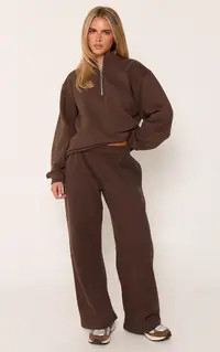 Chocolate Straight Leg Sweatpants | PrettyLittleThing USA | PrettyLittleThing US