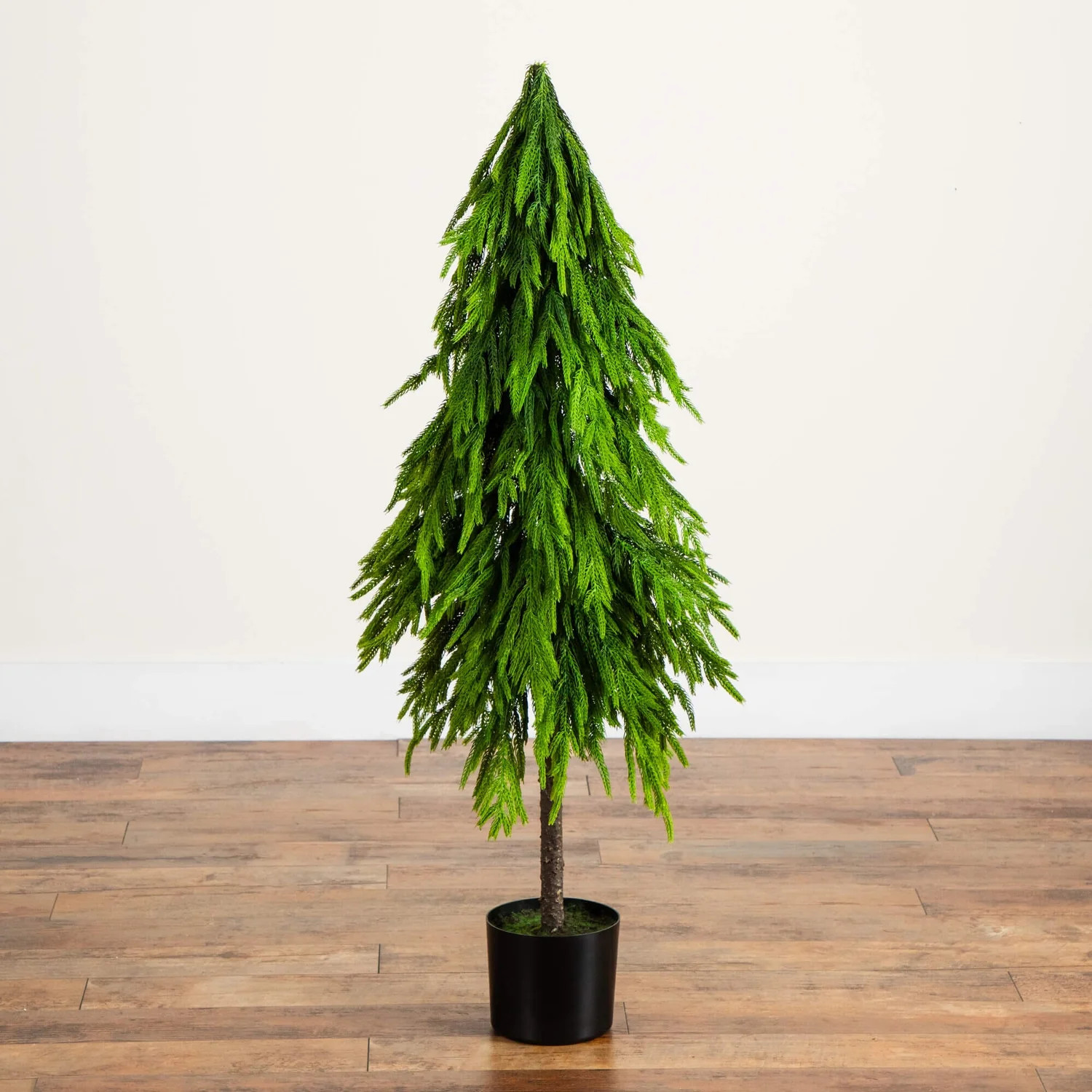 4' Artificial Real Touch Down Swept Norfolk Pine Tree with Natural Loo | Nearly Natural