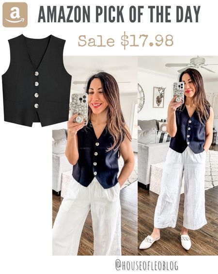 Amazon, vest, vests, gauze pants, white pants. Xs petite pants. Small vest 

#LTKsalealert #LTKover40 #LTKfindsunder50