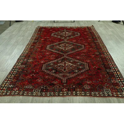 One-of-a-Kind Hand-Knotted 1940s Shiraz Red 6'3" x 9'6" Wool Area Rug | Wayfair North America